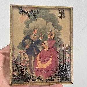 Vtg. Victorian Style Courting Couple Benton Bubble Frame R18517 5x4'' USA Made